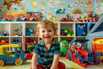 Vintage toy-filled playroom setting perfect for childrens studio photography session