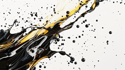 Craft a visually stunning 3D visualization of isolated oil splatters, set against a clean white background.
