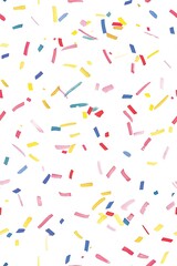 Colorful confetti on white background. Seamless pattern.