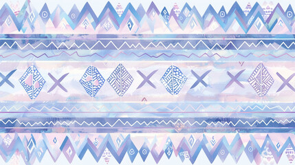 Soft, imaginative embroidery in pastel stripes with geometric shapes.