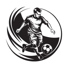Soccer and Football Player Man Silhouette logo vector on white Background