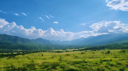 Mountains landscape nature blue sky. Beautiful nature landscape Gasienica Valley High   - obrazy, fototapety, plakaty