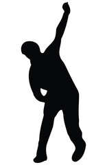 Fototapeta premium Cricket player bowling silhouette vector illustration.