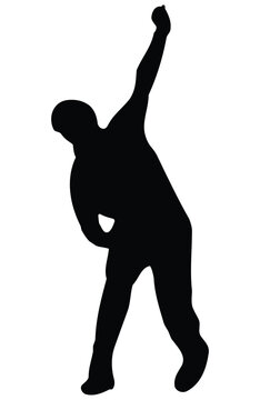 recommend clip art: Cricket player bowling silhouette vector illustration.