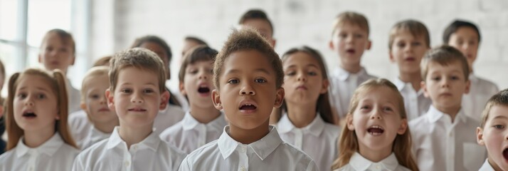 Fototapeta premium Choir of School Children singing together