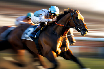 Fototapeta premium horses race, AI generated