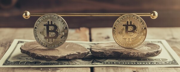 Bitcoin on mouse trap with cash