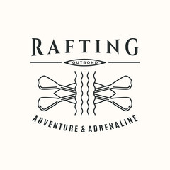 adventure rafting line art logo vector minimalist illustration design, canoe watersports logo design