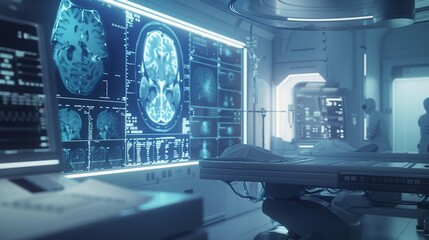 An operating room equipped with the latest X-ray medical scan technology
