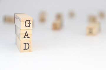 Acronym gad Generalized anxiety disorder on white background. Concept of overwhelm