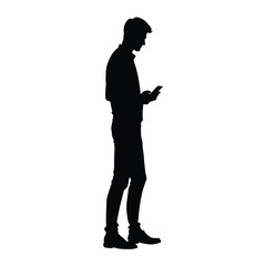 silhouette of a Man texting on smartphone mobile