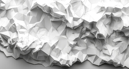 White crumpled paper, monochrome, white background. Created with Ai - obrazy, fototapety, plakaty