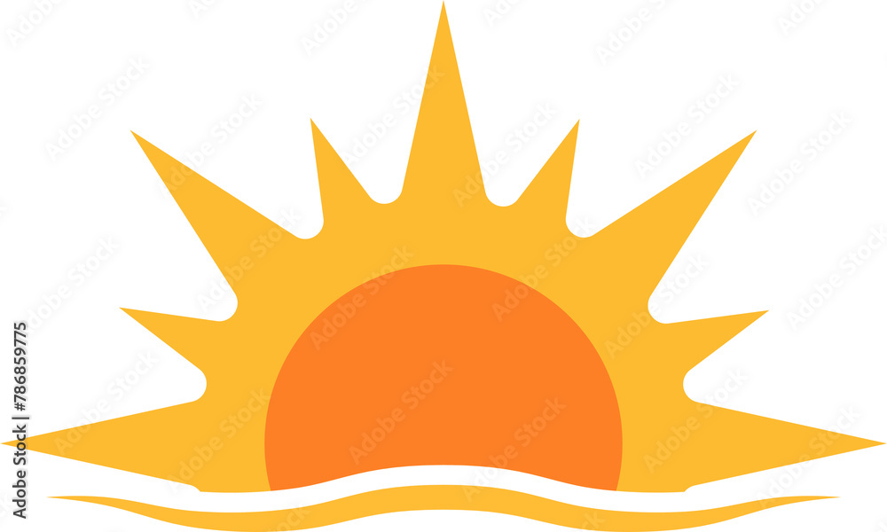 Wall mural A half sun is setting downwards icon sunset concept for graphic design, logo, website, social media, mobile app, UI illustration