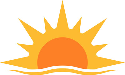 A half sun is setting downwards icon sunset concept for graphic design, logo, website, social media, mobile app, UI illustration