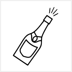 Outline bottle of wine icon isolated. Sketch hand drawing art line. Drink champagne vector stock illustration. EPS 10