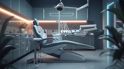 A dental chair equipped with the latest technology - obrazy, fototapety, plakaty
