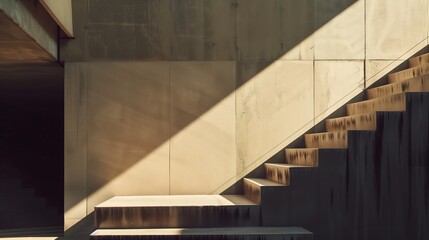 Fototapeta premium A staircase is shown in the sunlight, with the steps being made of concrete