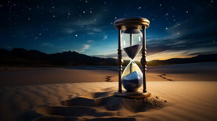 hourglass on the sand - obrazy, fototapety, plakaty