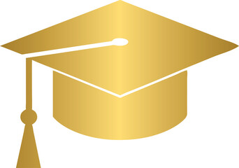 Education icon, golden graduation cap icon