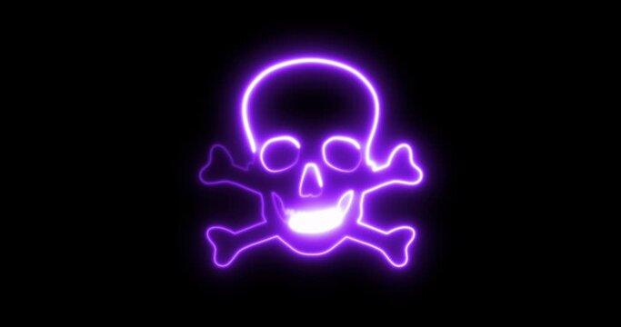 Animated neon skull symbol