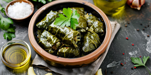 Stuffed leaves with olive oil traditional turkish cuisine
 - obrazy, fototapety, plakaty