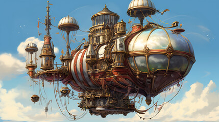 Fototapeta na wymiar steampunk airship