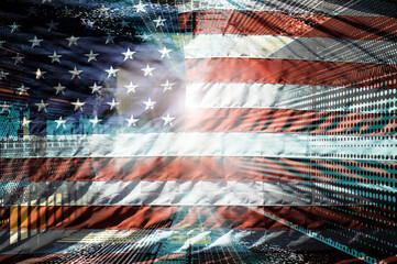 USA Flagge mit Tunnel Layer - Technologie - Raumfahrt - Industrie