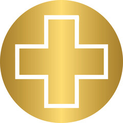 Obraz premium Golden health and wellness icon, golden medical cross icon