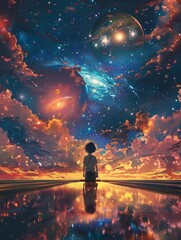 Distant galaxy bowling anime style - obrazy, fototapety, plakaty