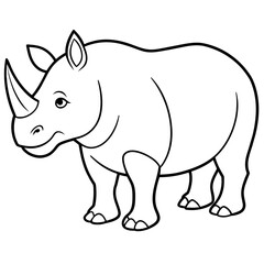 Rhinoceros isolated mascot,Rhinoceros silhouette,rhino vector,icon,svg,characters,Holiday t shirt,black Rhinoceros drawn trendy logo Vector illustration,rhino line art on a white background