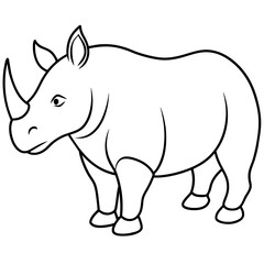 Obraz na płótnie Canvas Rhinoceros isolated mascot,Rhinoceros silhouette,rhino vector,icon,svg,characters,Holiday t shirt,black Rhinoceros drawn trendy logo Vector illustration,rhino line art on a white background