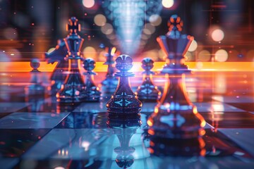 Chess pieces in a virtual showdown