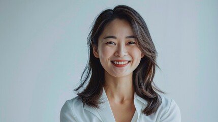 Obraz premium Asian biotech entrepreneur groundbreaking smile