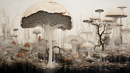 Explore captivating landscape where mycelium  - 786865389