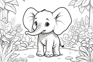 Elephant Coloring Page Elephant Line Art Coloring Page Elephant Outline Drawing