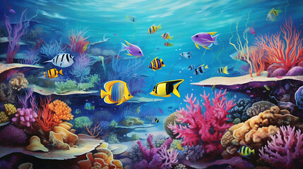 Exploring vibrant coral reefs and tropical fish - 786865927