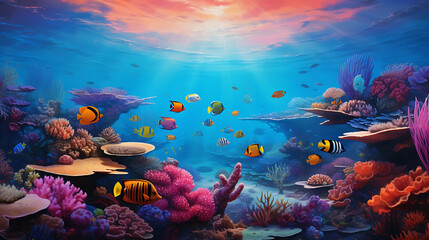 Exploring vibrant coral reefs and tropical fish  - 786865986