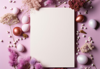 blank paper on pink background or  pink invitation card birthday and celebration