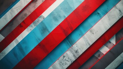 Craft an elegant presentation background with intersecting blue and red stripes. Discuss how the interplay of these stripes creates a sense of sophistication and balance - obrazy, fototapety, plakaty