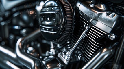Motorcycle engine. Motor and mechanism closeup
