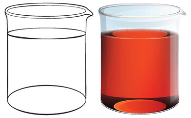 Vector art of a clear and a filled beaker