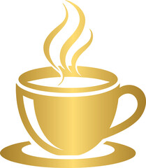Food and drink icon, golden coffee cup icon