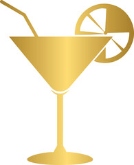 Food and drink icon, golden cocktail icon