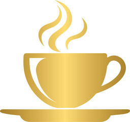 Food and drink icon, golden tea cup icon