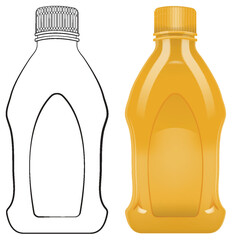 Outlined and colored honey bottle vectors