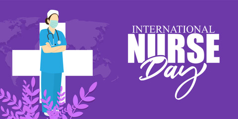 Vector illustration of International Nurses Day social media feed template