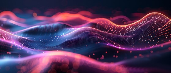 Glowing 3D waves in abstract design - obrazy, fototapety, plakaty