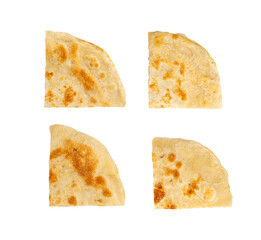 Pita Pieces Isolated, Moroccan Msemmen Flat Bread