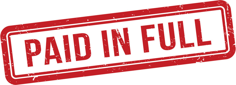 Red paid in full rubber stamp