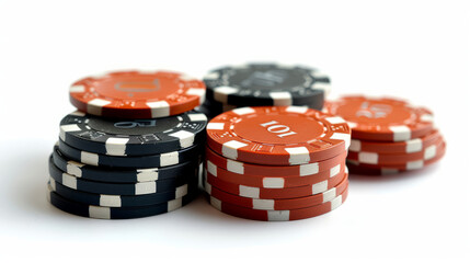 Gambling chips and dice for casino activities